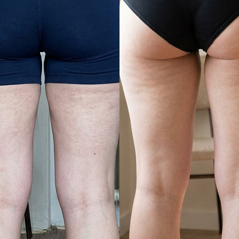 Fotka před a po nošení legín Legipress — Kateřina, 46 — po 6 týdnech pravidelného nošení